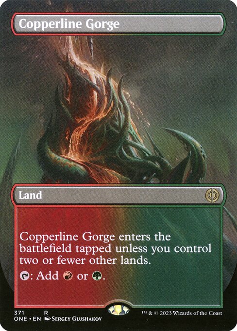 Copperline Gorge (Borderless) - Phyrexia: All Will Be One