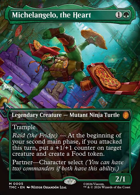 Michelangelo, the Heart (0005) (Borderless) - Commander: Teenage Mutant Ninja Turtles