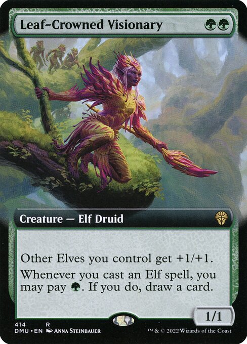 Leaf-Crowned Visionary (Extended Art) (Foil) - Dominaria United