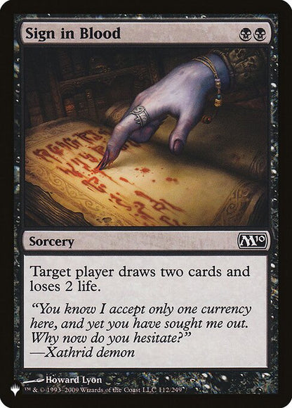Sign in Blood (M10) - The List Reprints