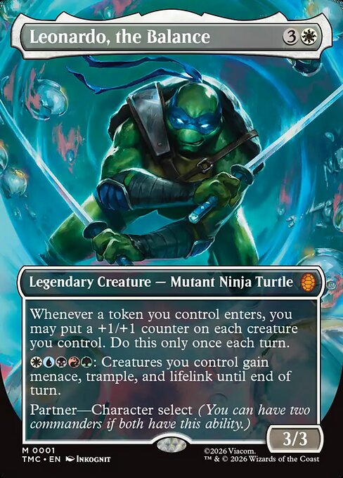 Leonardo, the Balance (0001) (Borderless) - Commander: Teenage Mutant Ninja Turtles