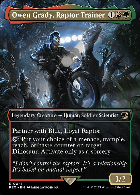 Owen Grady, Raptor Trainer (Borderless) (Foil) - Universes Beyond: Jurassic World Collection